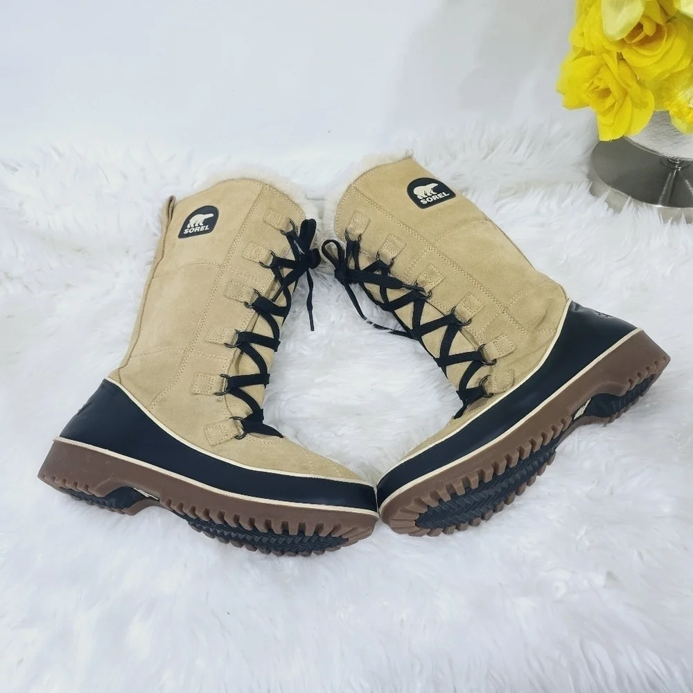 Sorel Women's TIVOLI II US10 Chestnut Suede Lined Faux Fur Winter Snow B…
